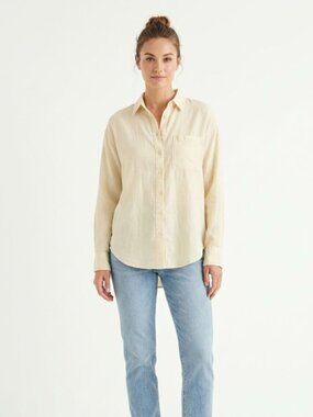 NWT American Eagle Perfect Button-Up Shirt Cream S